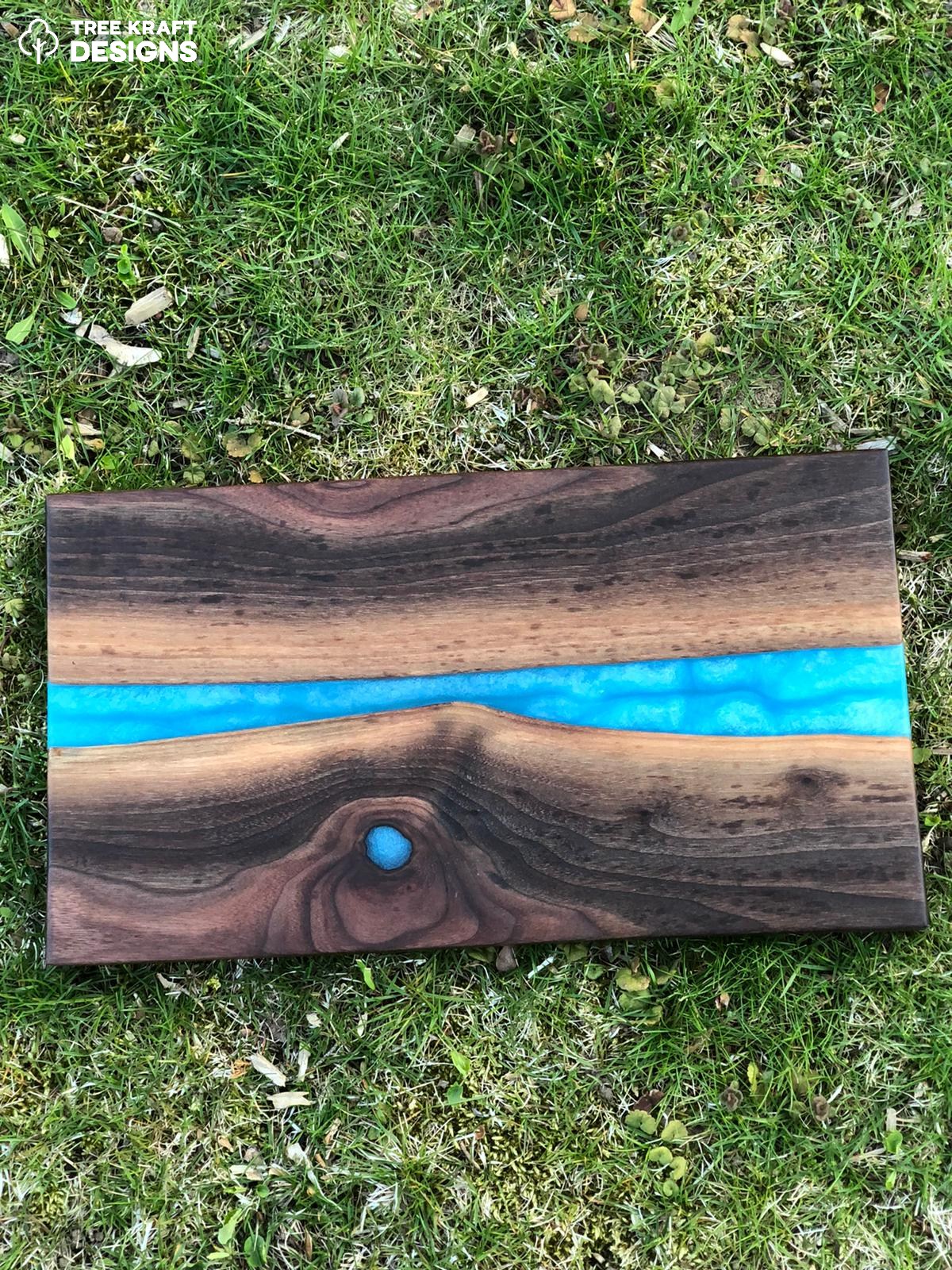 Caribbean Blue Epoxy & Dark Walnut