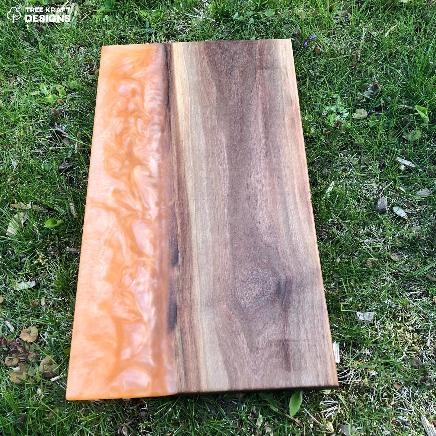 Metallic Orange Epoxy & Dark Walnut