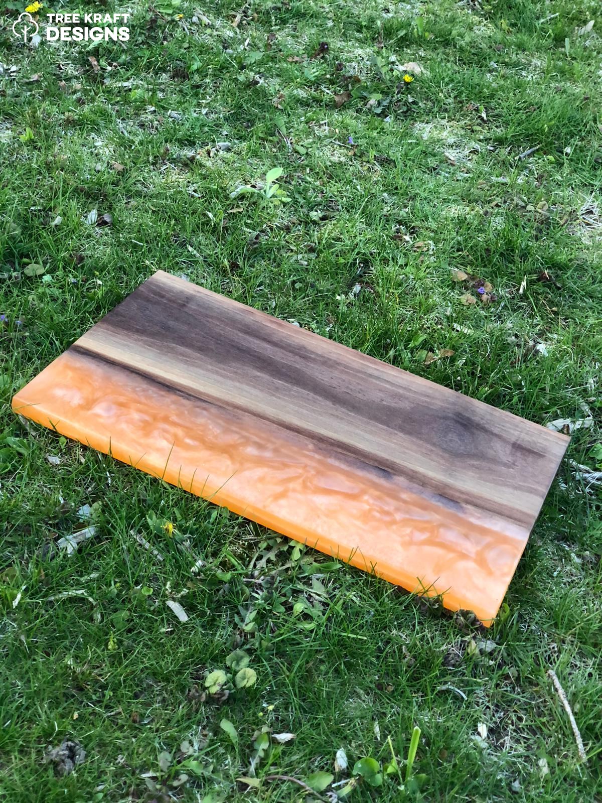 Metallic Orange Epoxy & Dark Walnut