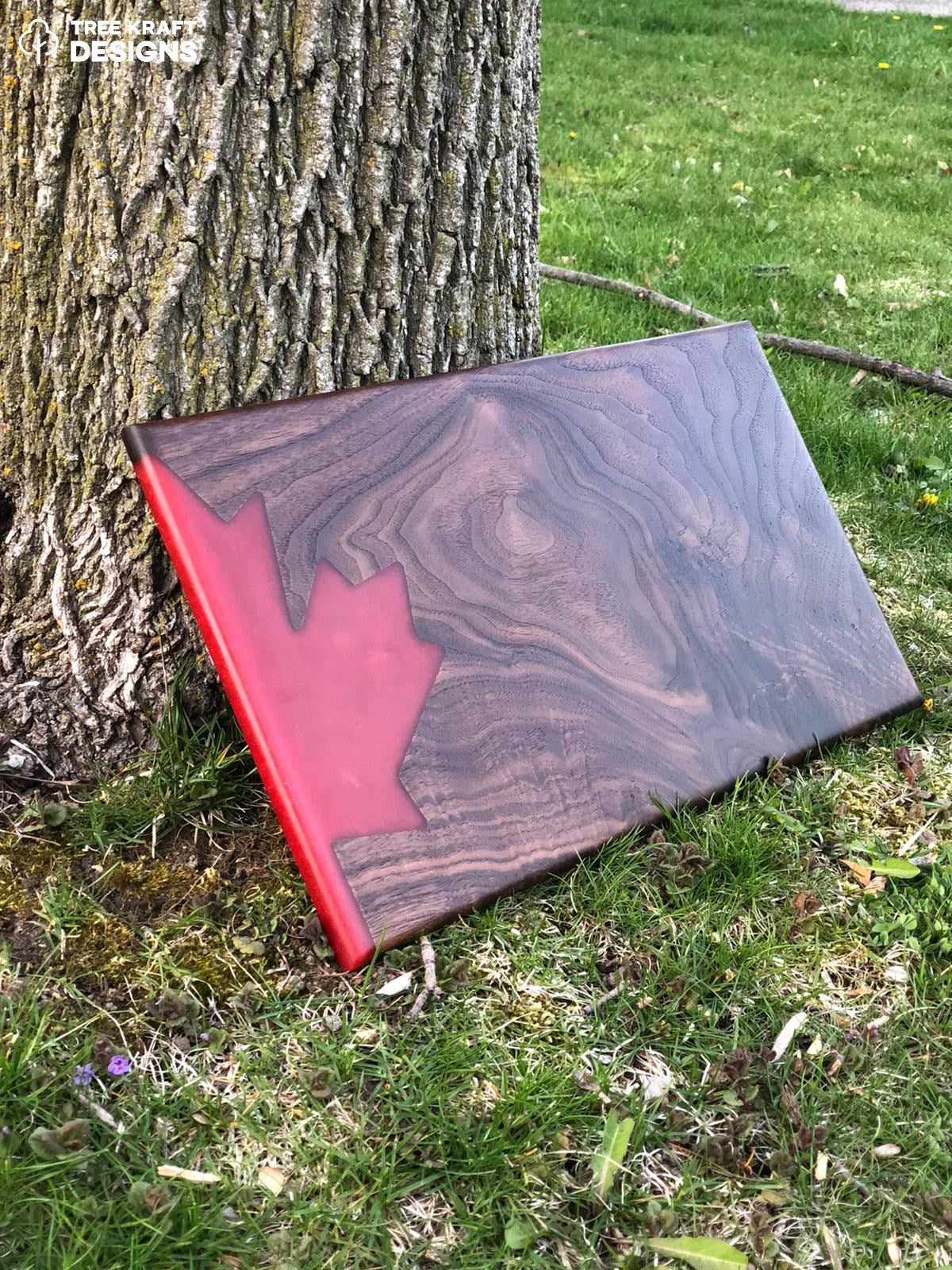 Maple Leaf with Red Epoxy & Dark Walnut