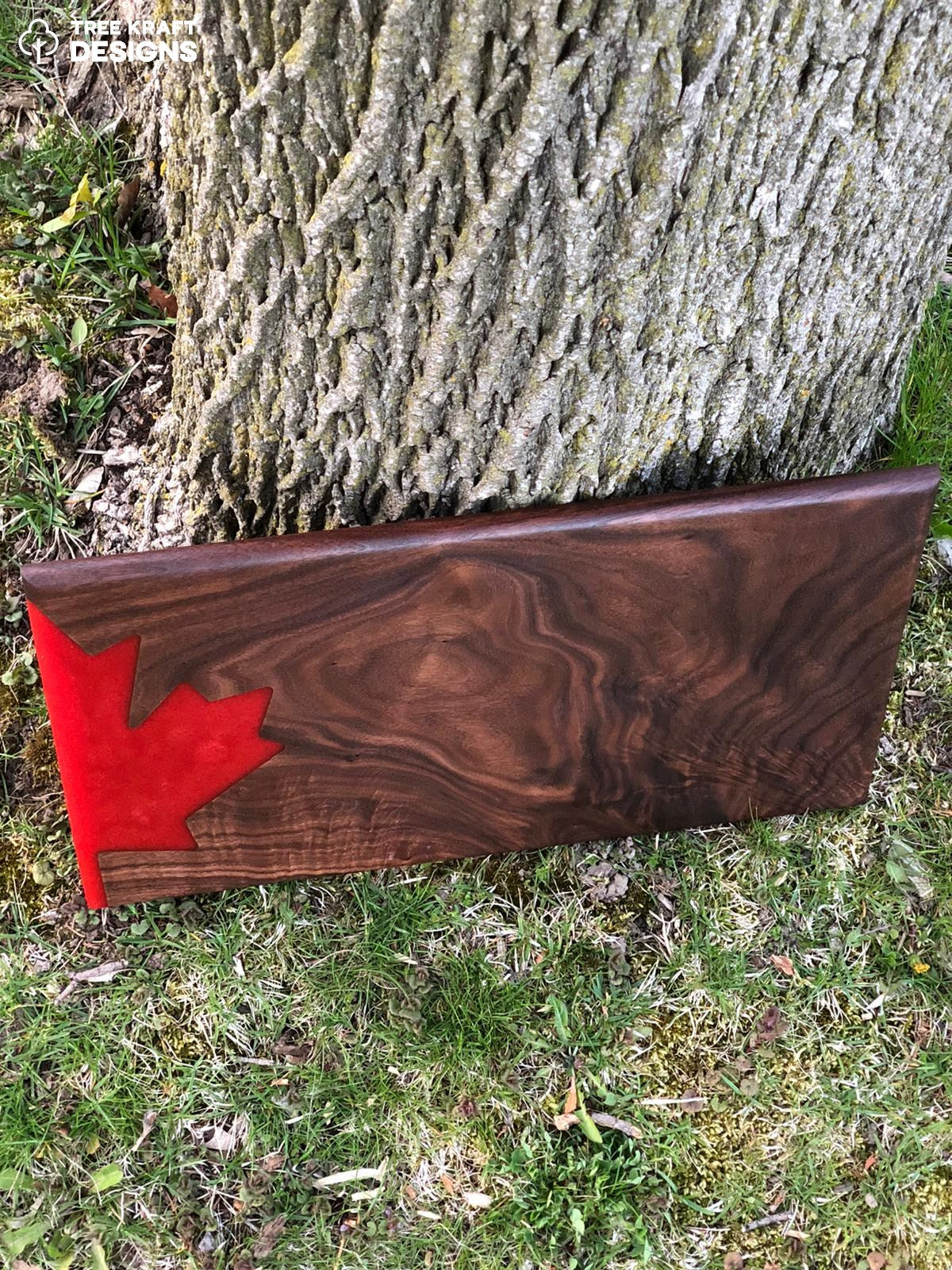 Maple Leaf with Red Epoxy & Dark Walnut