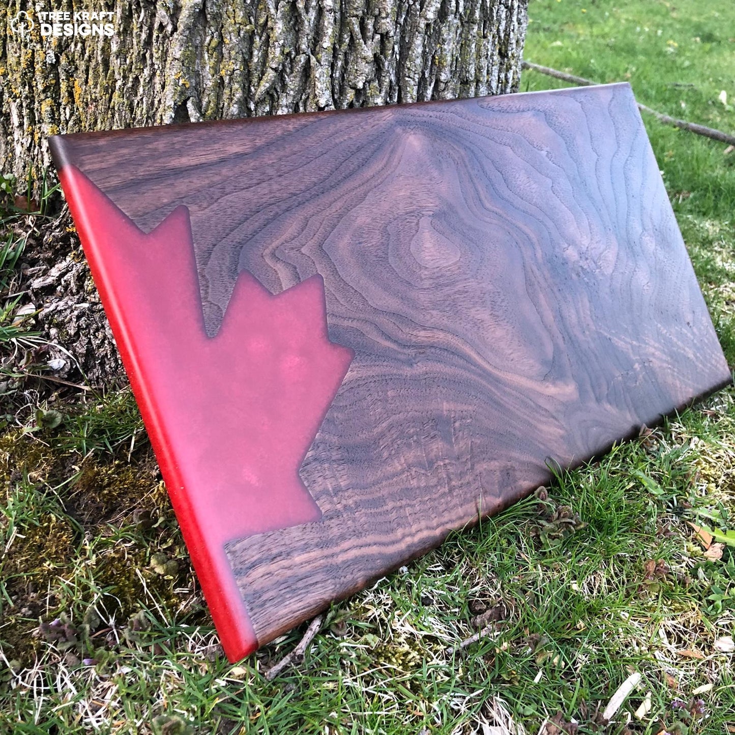 Maple Leaf with Red Epoxy & Dark Walnut