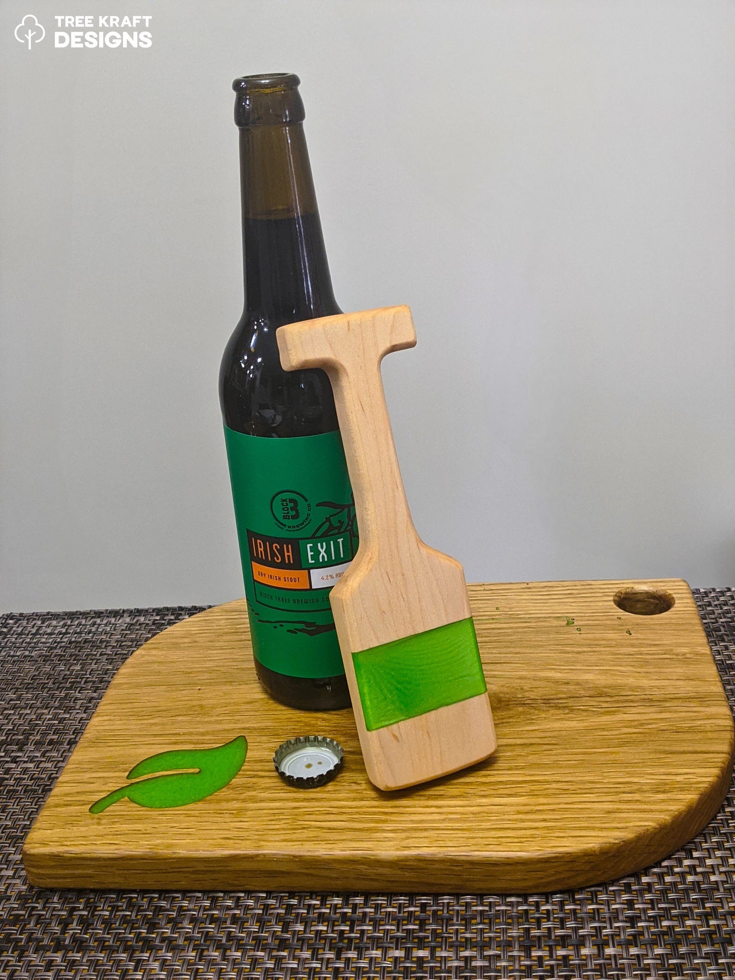 Canadian Maple Oar Shaped Bottle Opener (Green)