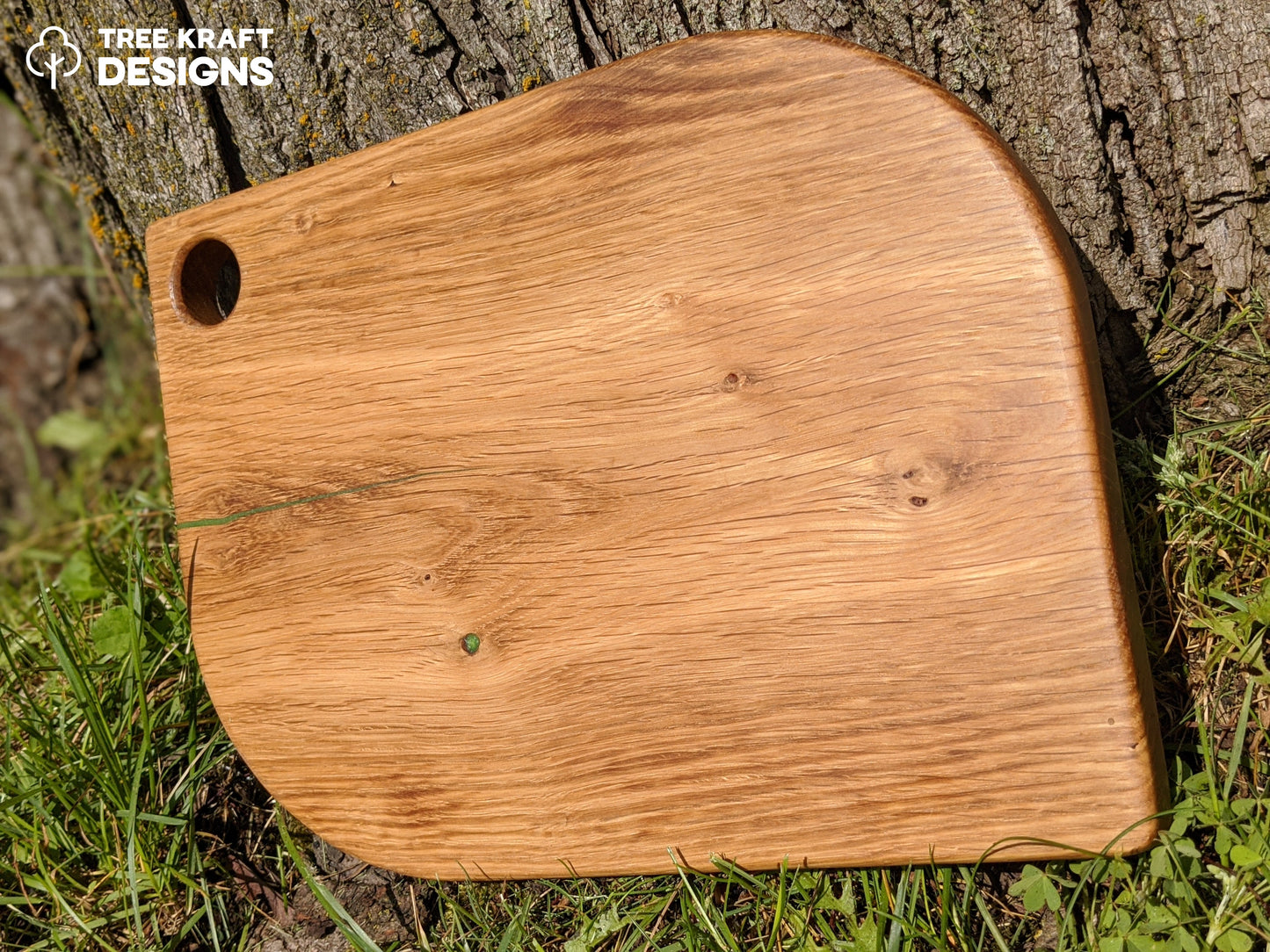 Leaf Shaped Serving Board with Thin Apple Green Epoxy (Reclaimed Oak)