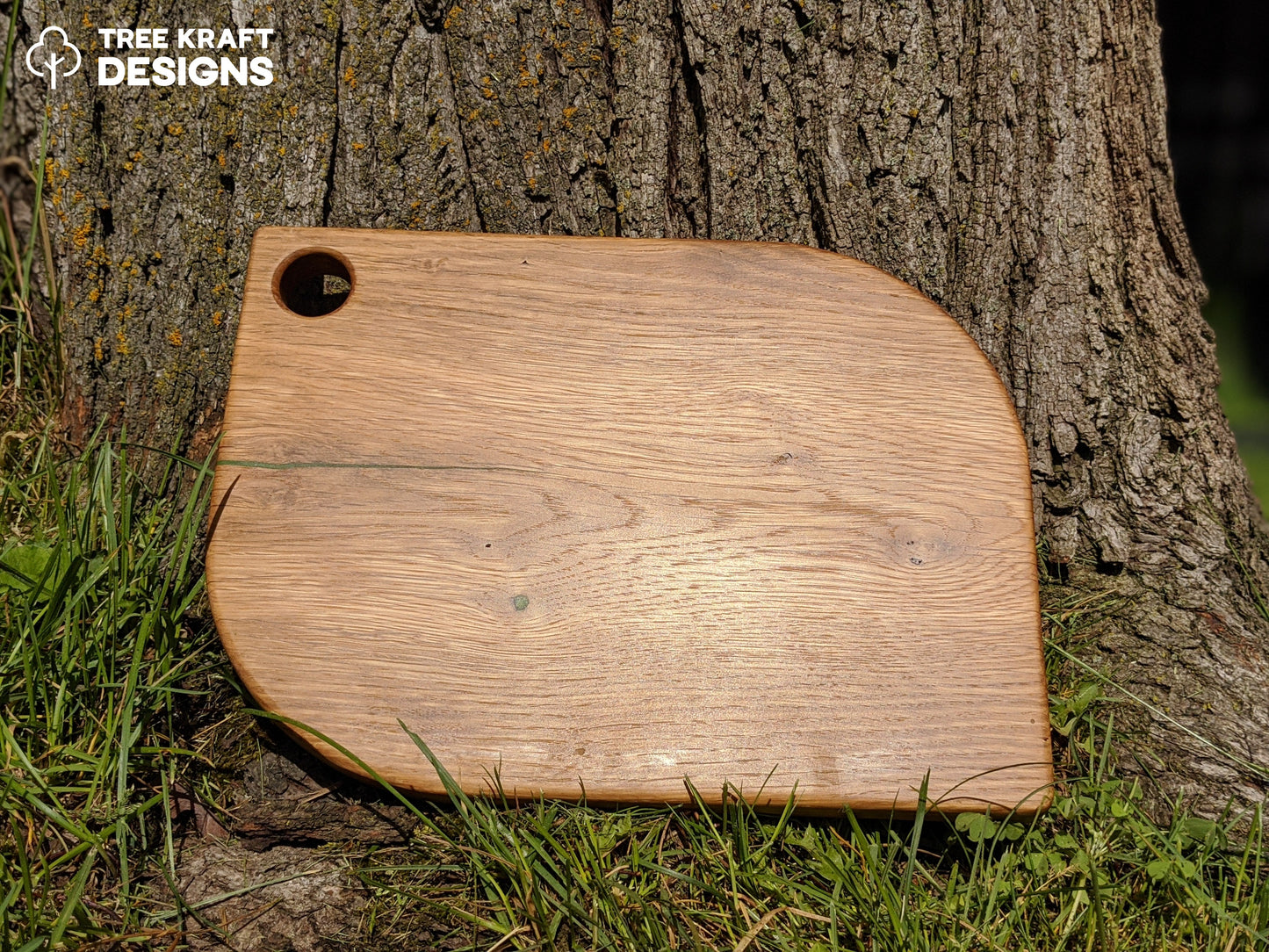 Leaf Shaped Serving Board with Thin Apple Green Epoxy (Reclaimed Oak)