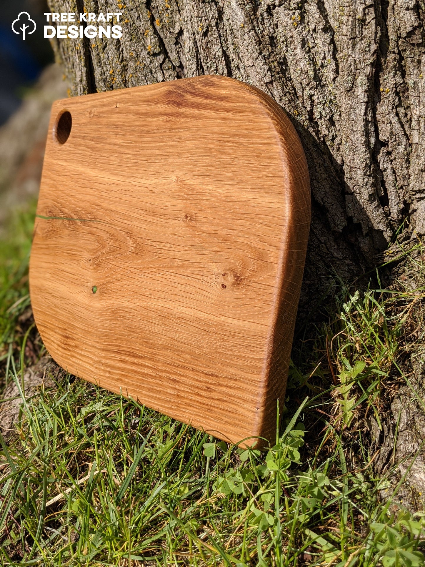 Leaf Shaped Serving Board with Thin Apple Green Epoxy (Reclaimed Oak)