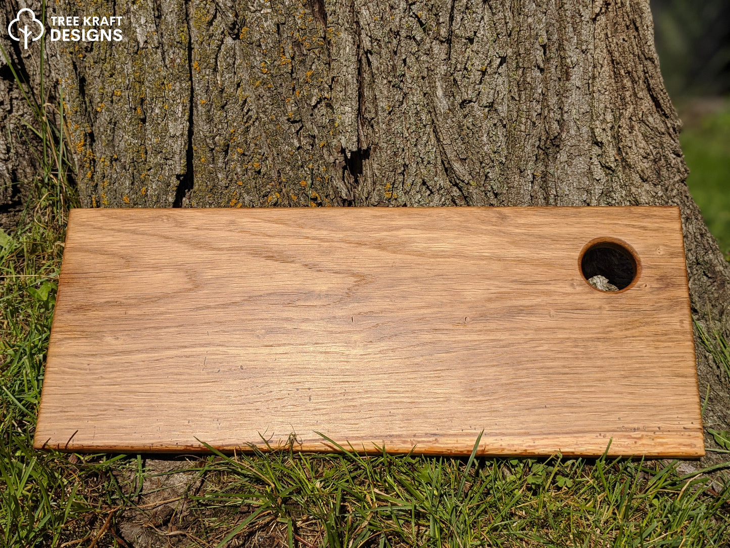 Reclaimed Oak with Rustic Red Maple Leaf Epoxy Inlay (rectangle) II