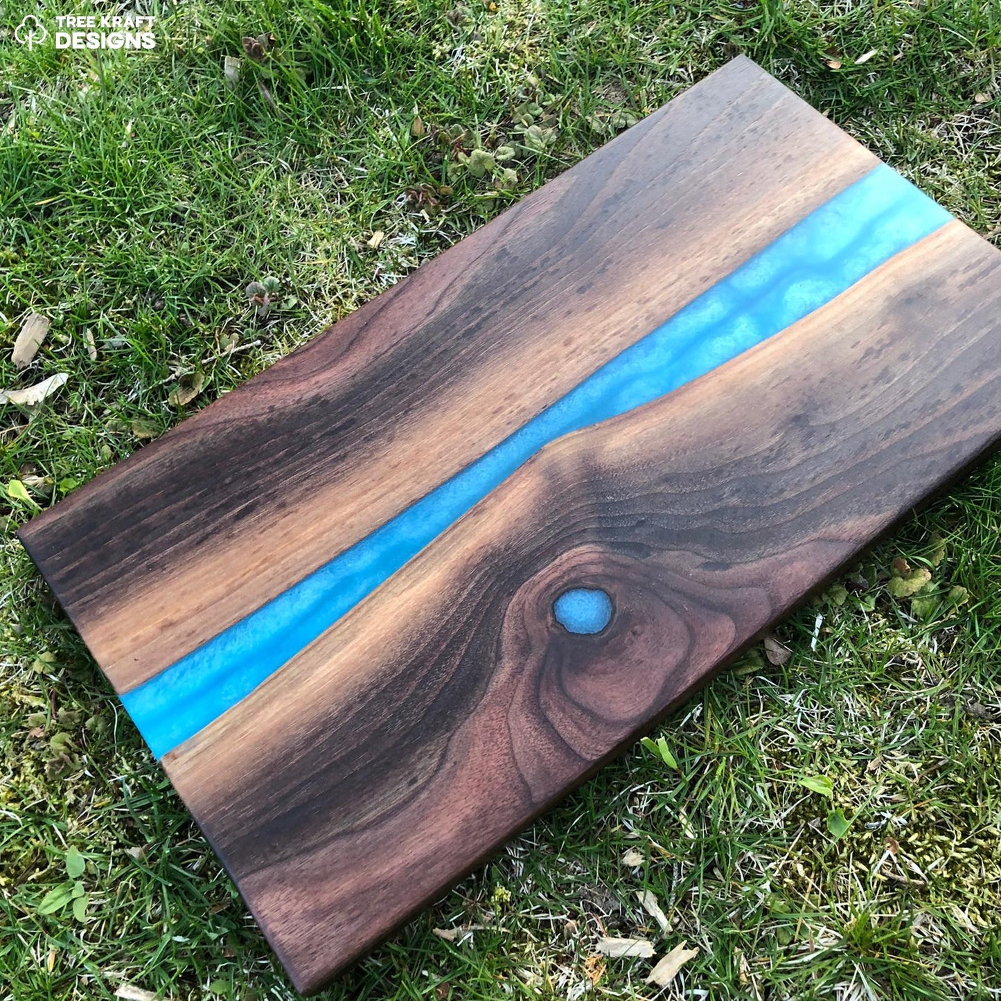 Caribbean Blue Epoxy & Dark Walnut