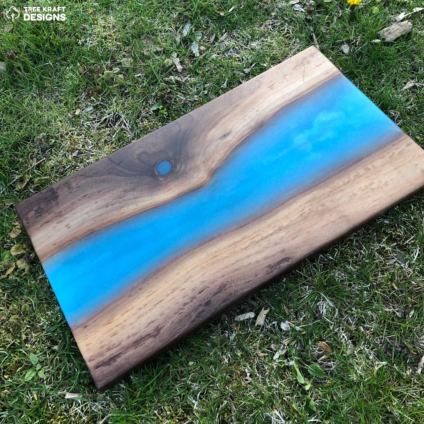 Caribbean Blue Epoxy & Dark Walnut