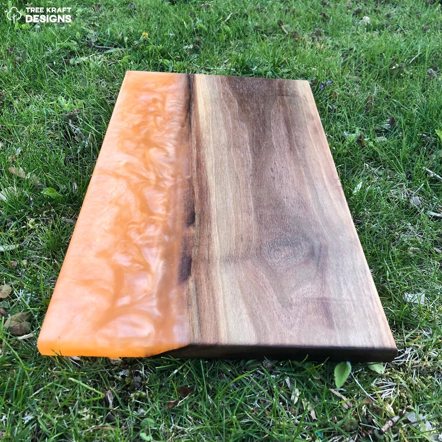 Metallic Orange Epoxy & Dark Walnut