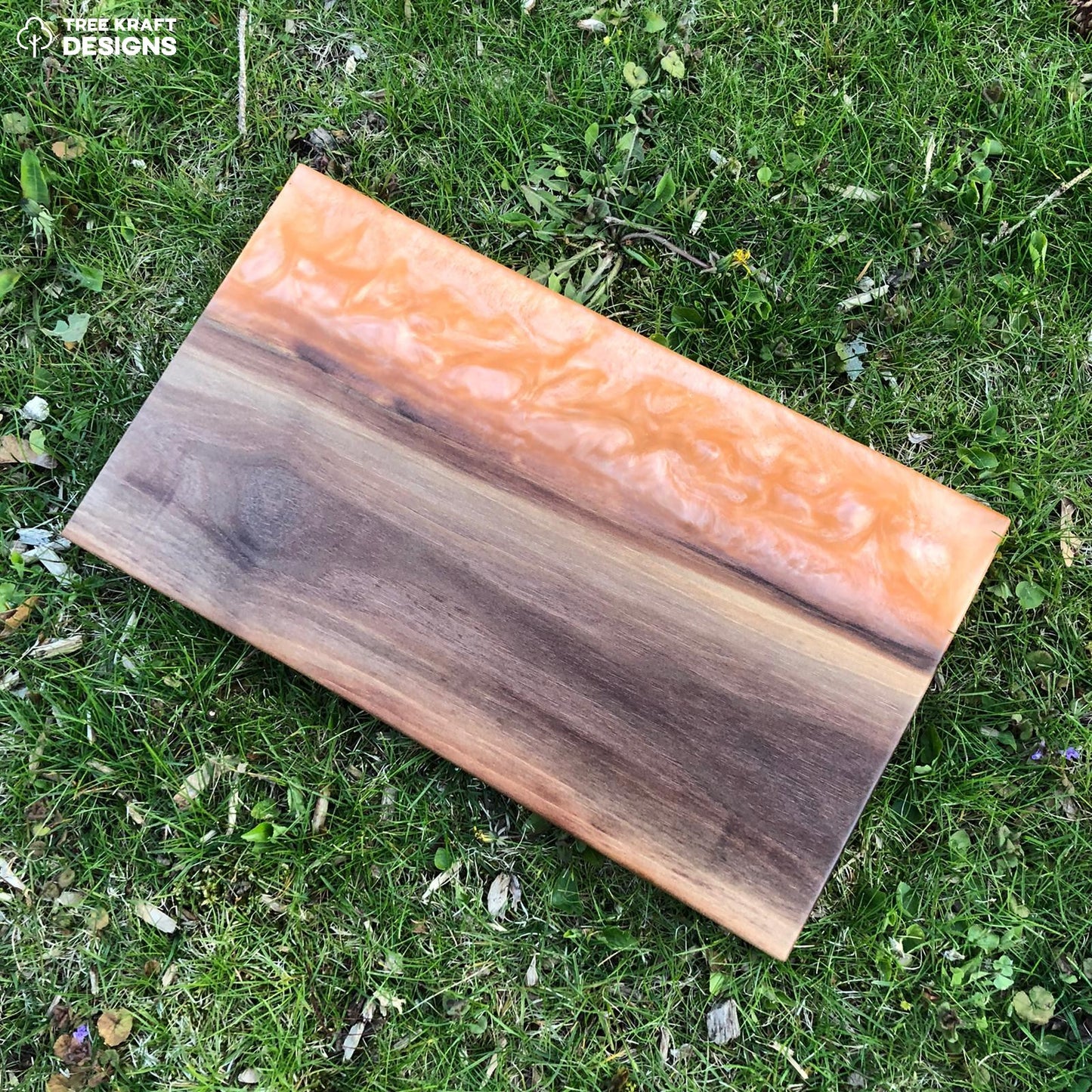 Metallic Orange Epoxy & Dark Walnut