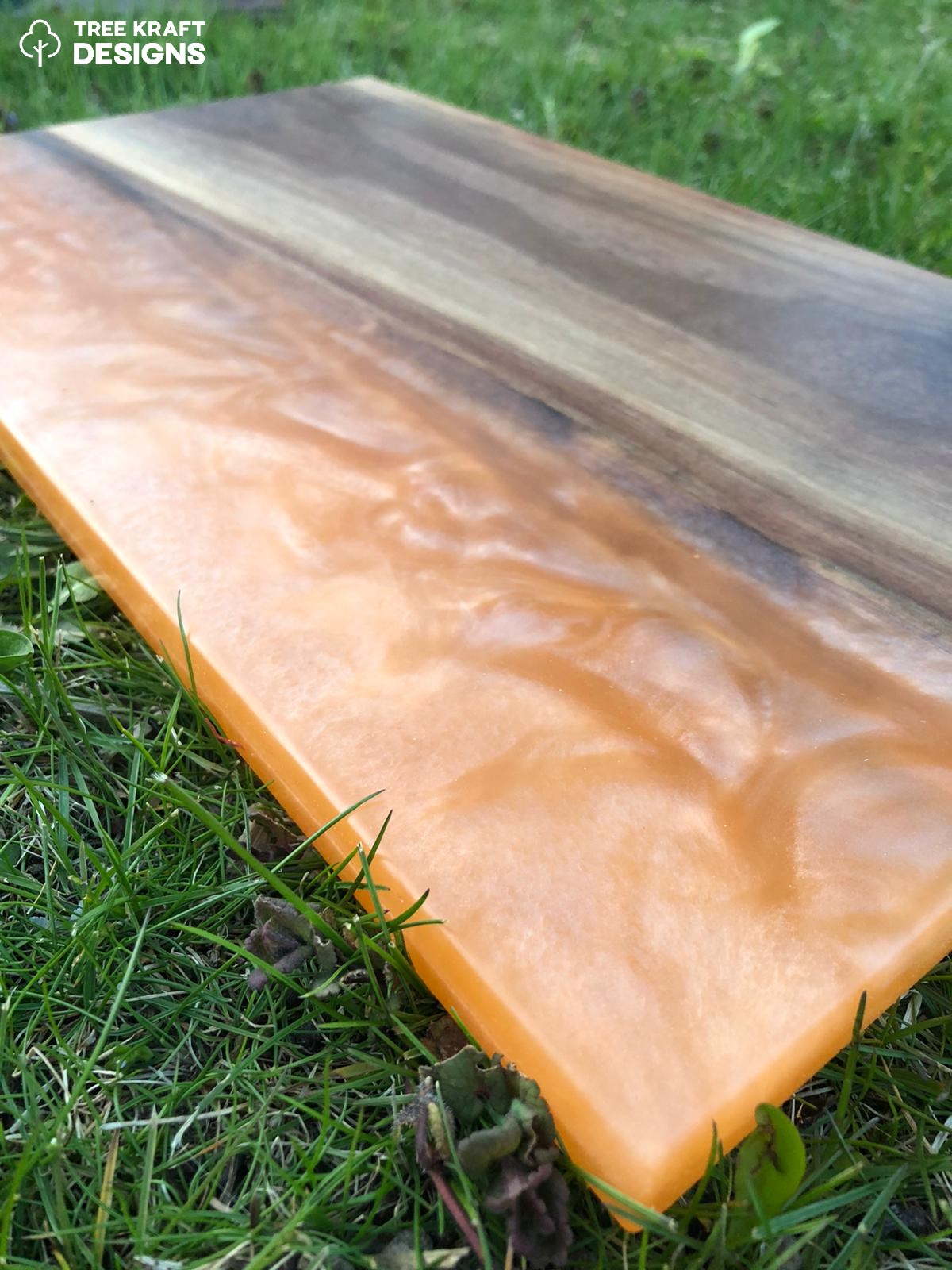 Metallic Orange Epoxy & Dark Walnut