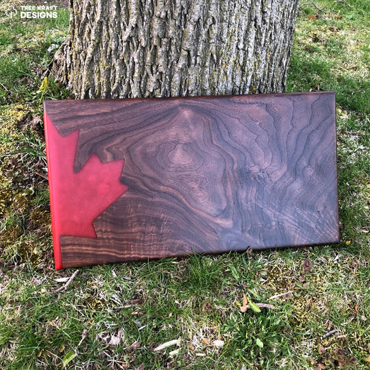 Maple Leaf with Red Epoxy & Dark Walnut