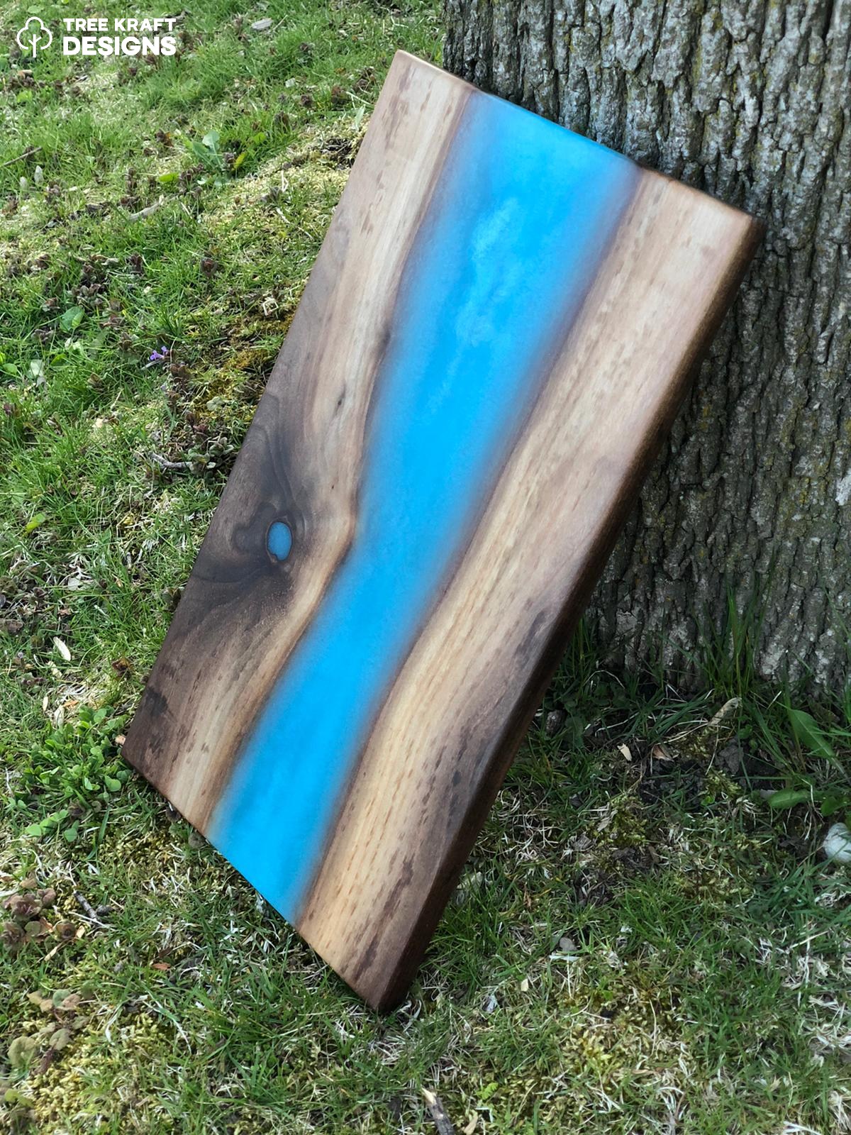 Caribbean Blue Epoxy & Dark Walnut